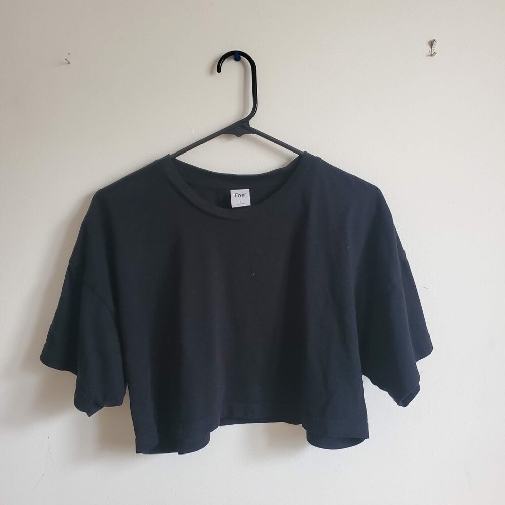 Tna Black Oversized Crop T-Shirt